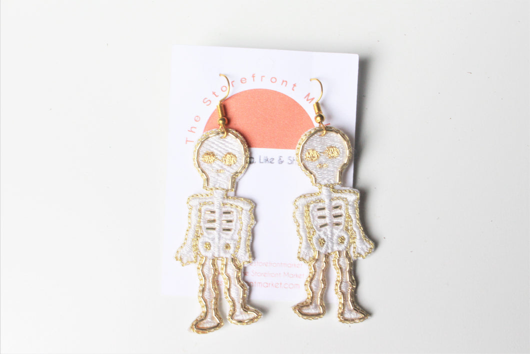 Embroidered Skeleton Earrings