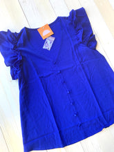 Load image into Gallery viewer, Royal Blue Ruffle Cap Sleeve
