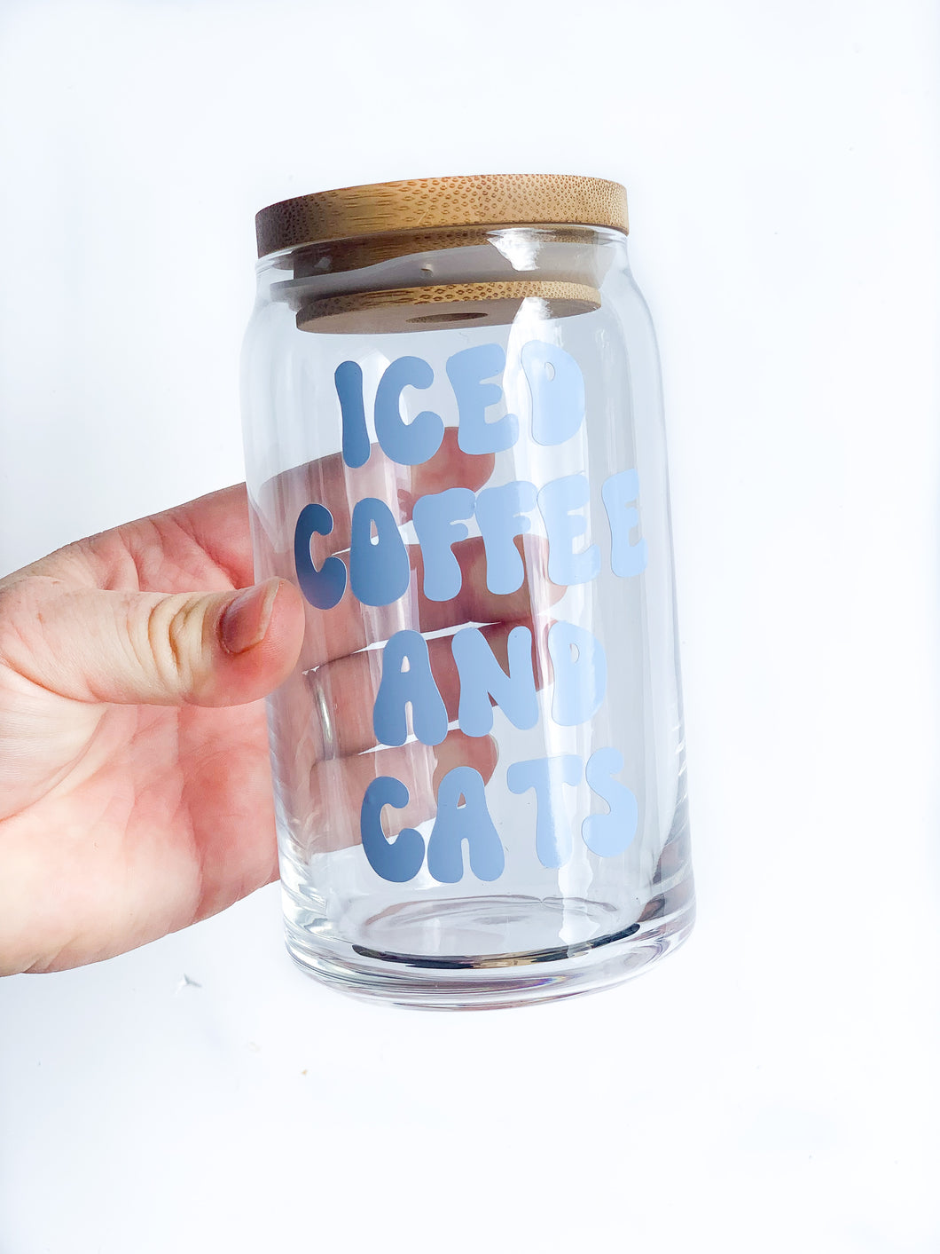 Iced Coffee and Cats Glass- 16oz