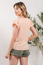 Load image into Gallery viewer, Light Salmon Swiss Dot Pleated Top
