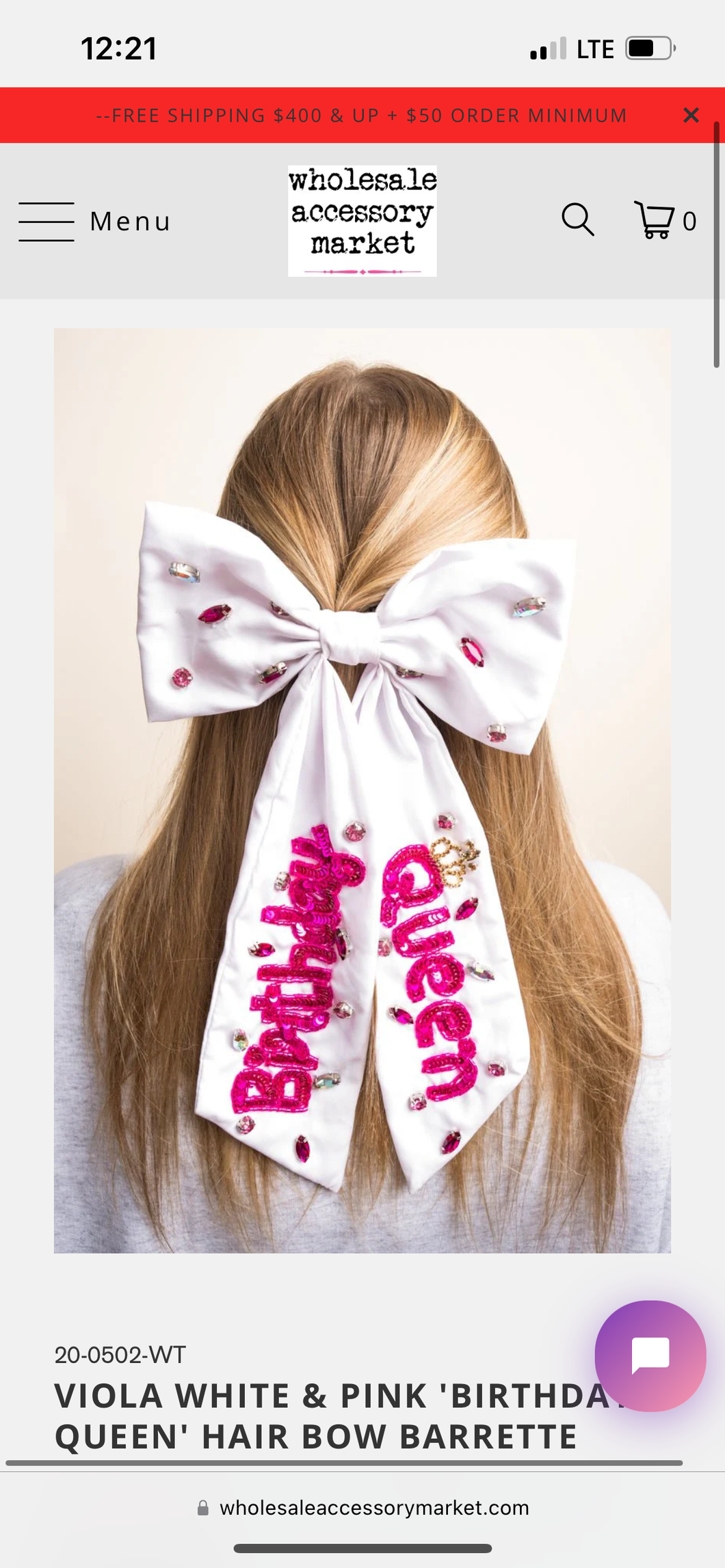Birthday Queen Embroidered White Bow Hair Clip