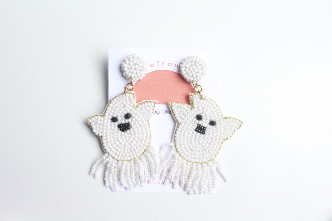 Spooky Cute Ghost Seedbead Earrings