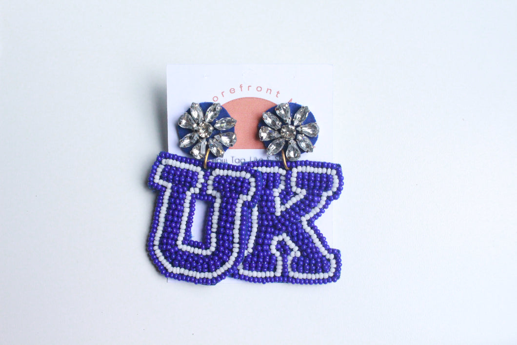 U & K Blue & White Seedbead Earrings