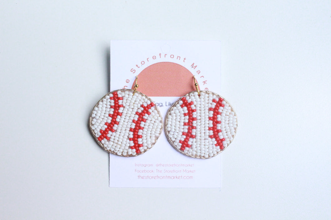 Baseball Seedbead Earrings