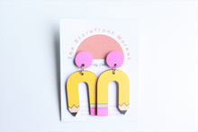 Load image into Gallery viewer, Wooden Pencil U Earrings
