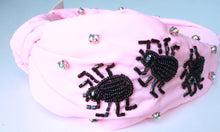 Load image into Gallery viewer, Pink Halloween Headband-Spider Seedbead Embroidery
