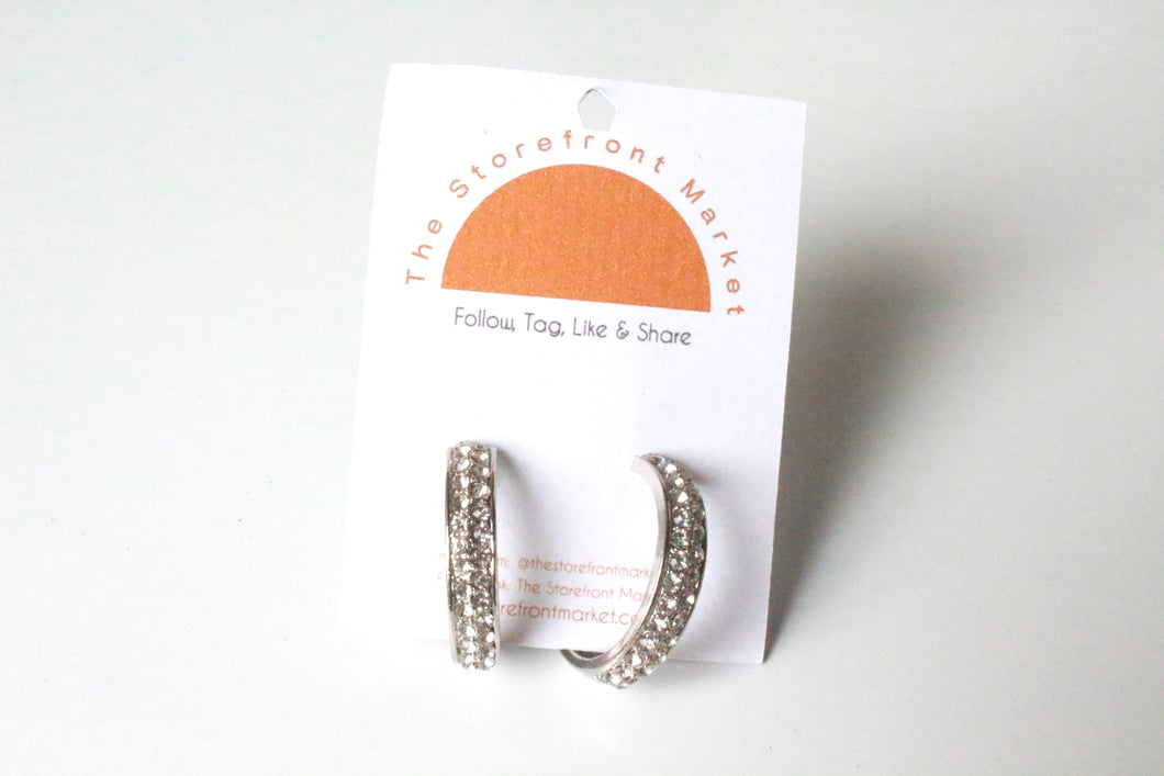 Silver Studded Hoops