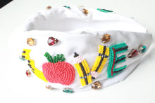 Load image into Gallery viewer, Teacher Love White Seedbead Headband
