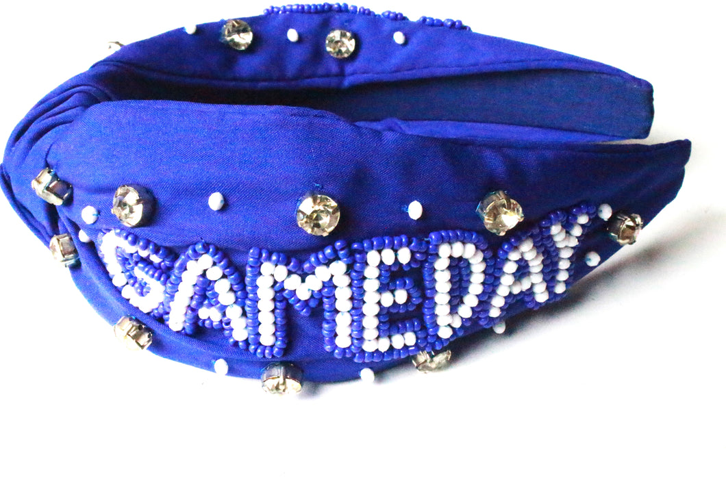 UK Blue & White GAMEDAY Seedbead Headband