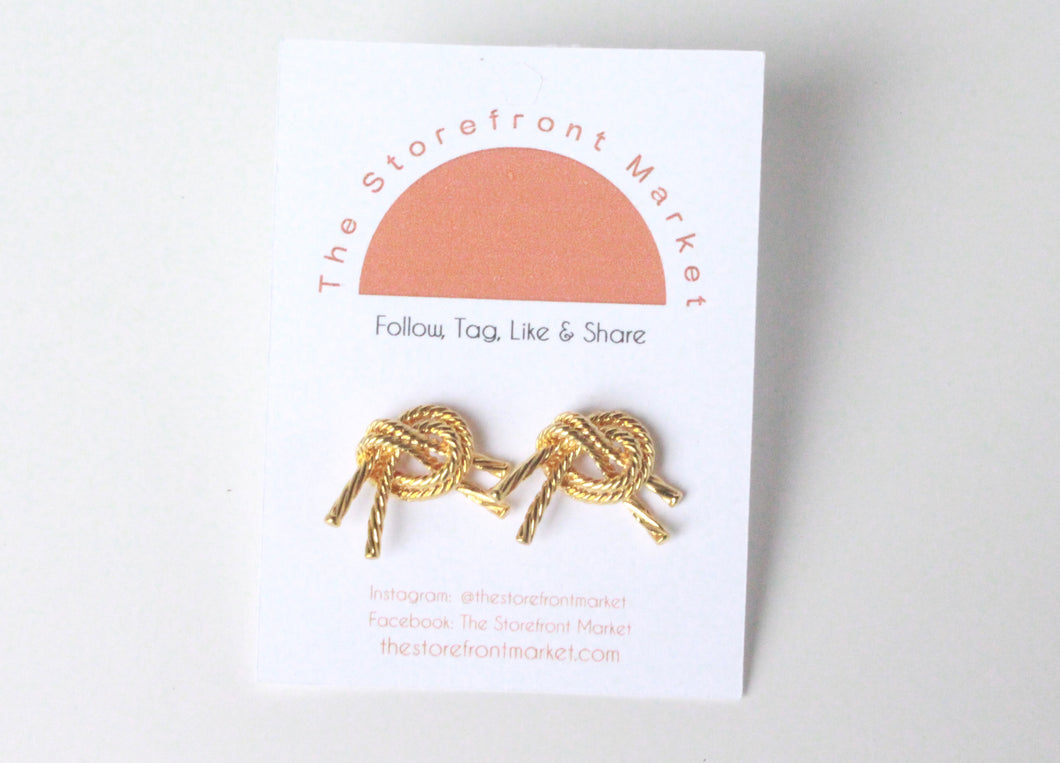 Tied Gold Rope Bow Earrings-Coquette Earrings