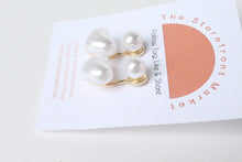 Load image into Gallery viewer, Gold Pearl Heart Front/Back Earrings-Coquette Earrings
