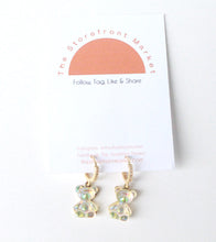 Load image into Gallery viewer, Iridescent/Opal Gummy Bear Gold Hoop Earrings-Coquette Earrings

