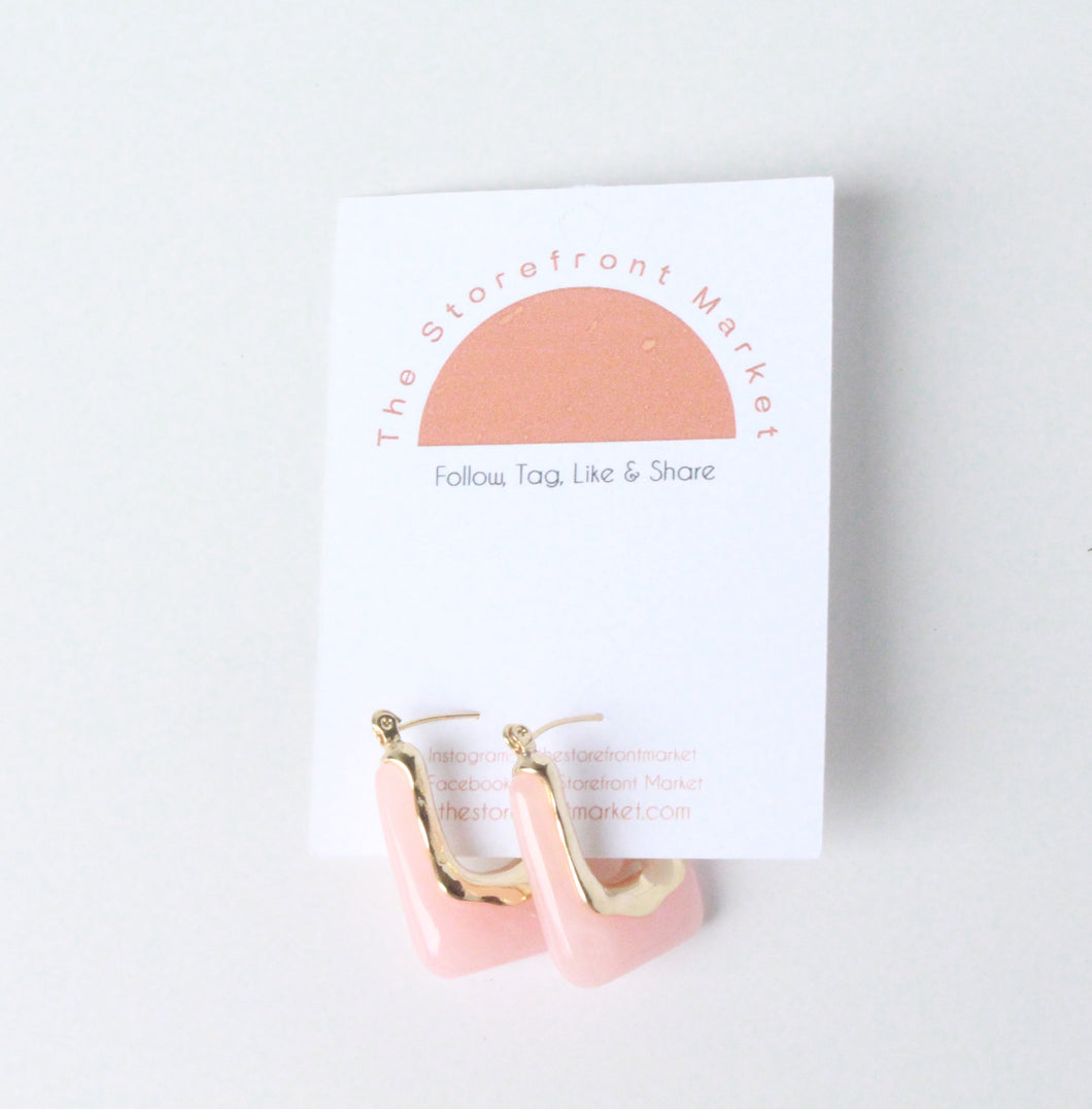 Peach Acrylic Gold Hoop Earrings