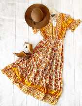 Load image into Gallery viewer, Sunset Maxi Dress- Short Sleeve Floral Long Dress
