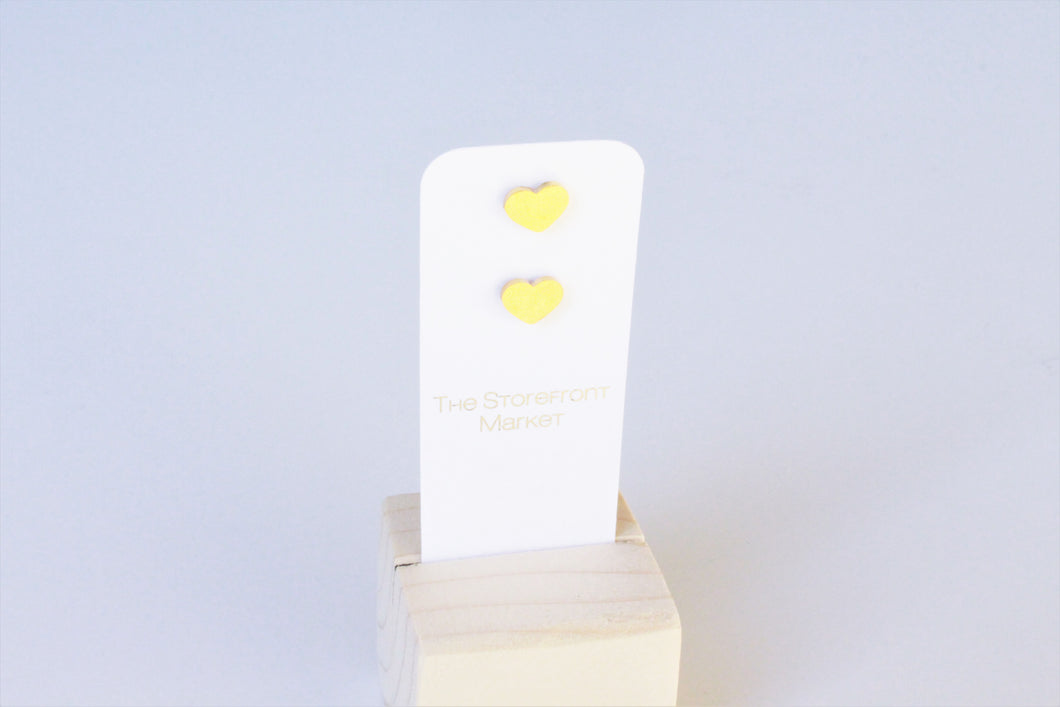 Gold Heart Studs- Stainless Steel