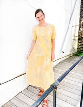 Load image into Gallery viewer, Banana &amp; Ivory Midi  Tiered Checked Dress
