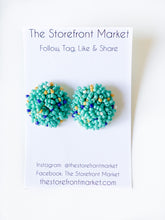 Load image into Gallery viewer, Mint Confetti Seedbead Poof Studs
