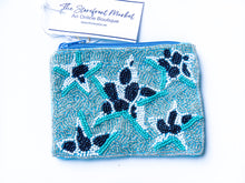 Load image into Gallery viewer, Turquoise Cow Stars Seed Bead Coin Purse
